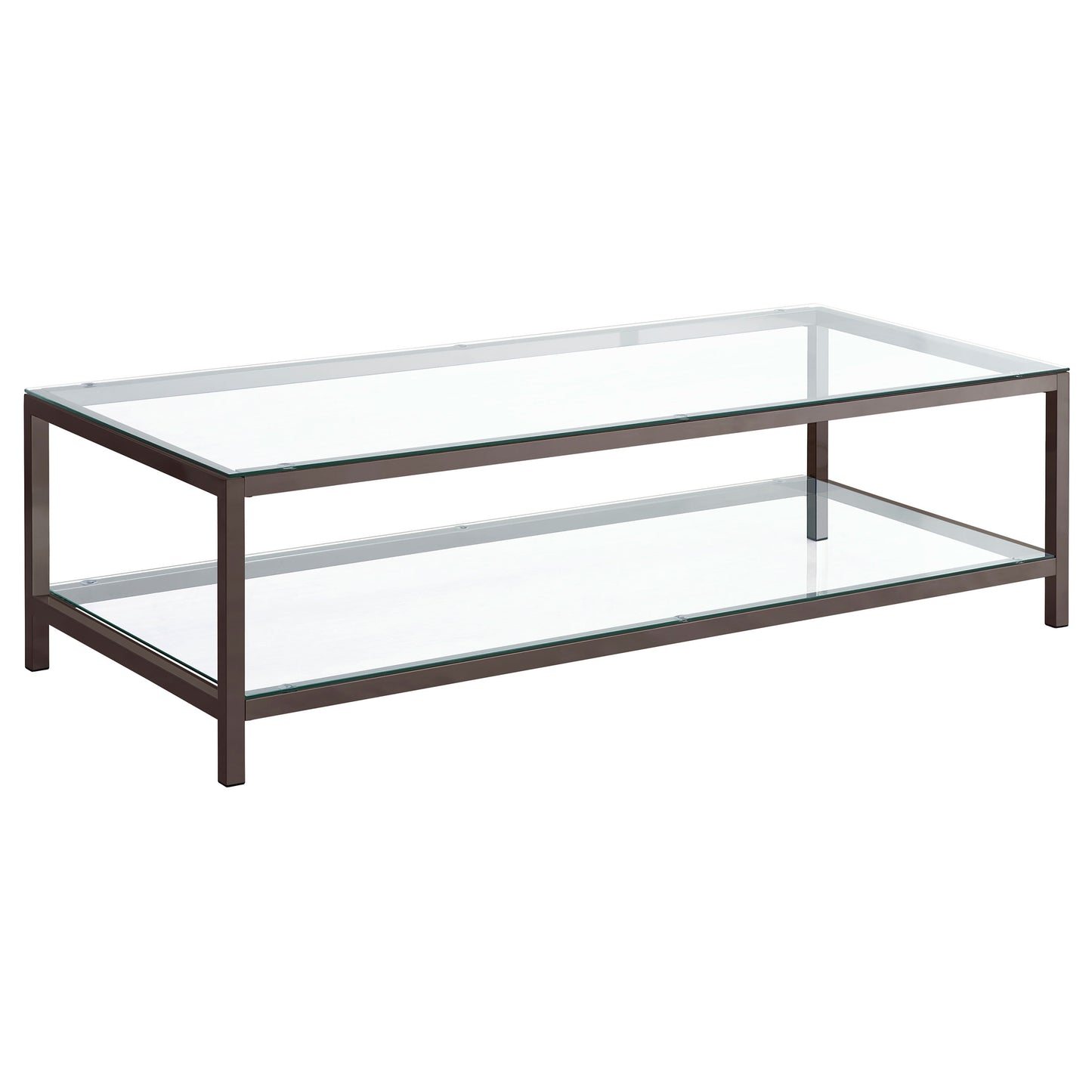 Trini Minimalist Glass Coffee Table – Black Nickel