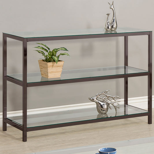 Vellano Black Nickel Glass Console Table