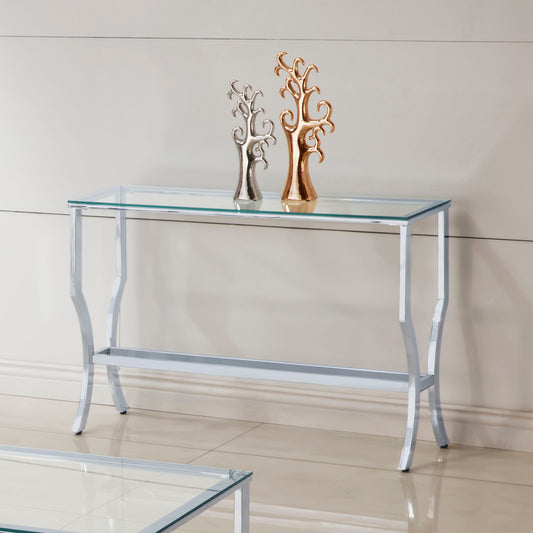 Novara Glass & Chrome Console Table
