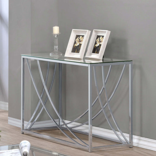 Celestia Glass & Chrome Console Table