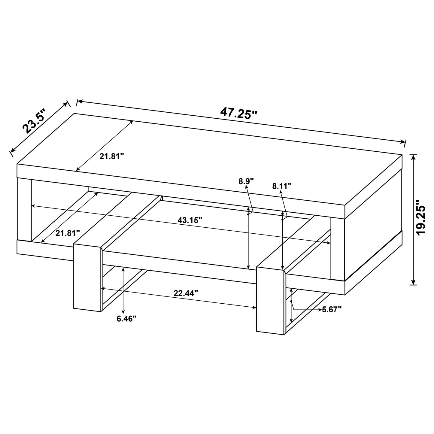 Dinard Contemporary Coffee Table in Grey Driftwood