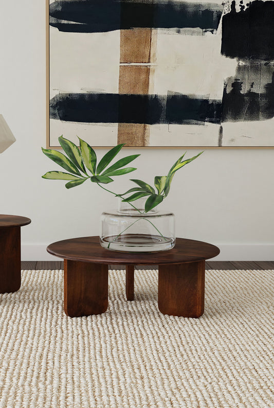 Dale Modern Round Solid Mango Wood Coffee Table – Brown
