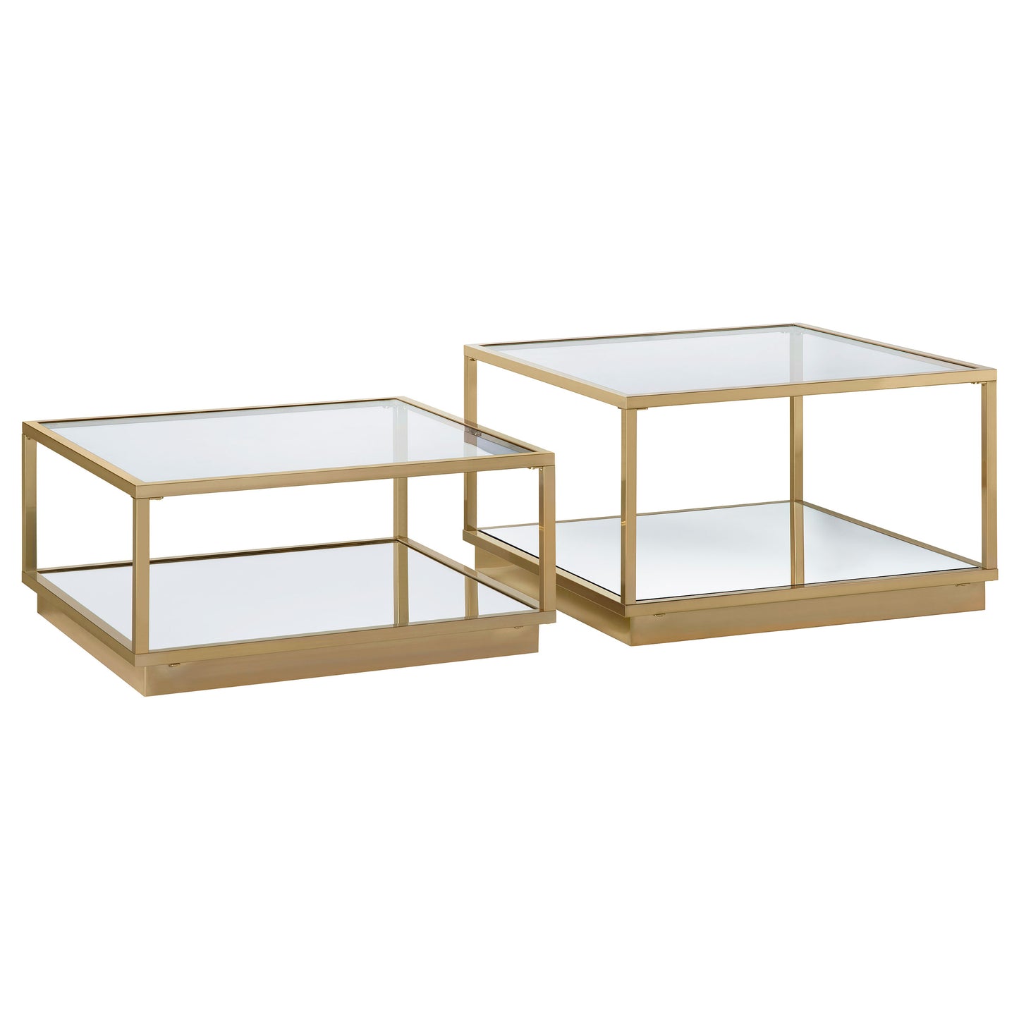 Seravine 2-Piece Square Nesting Coffee Table Set Rose Brass Finish