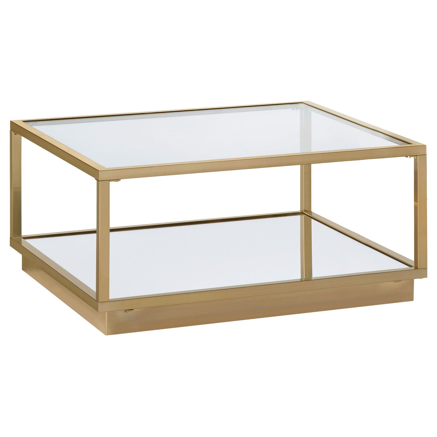 Seravine 2-Piece Square Nesting Coffee Table Set Rose Brass Finish