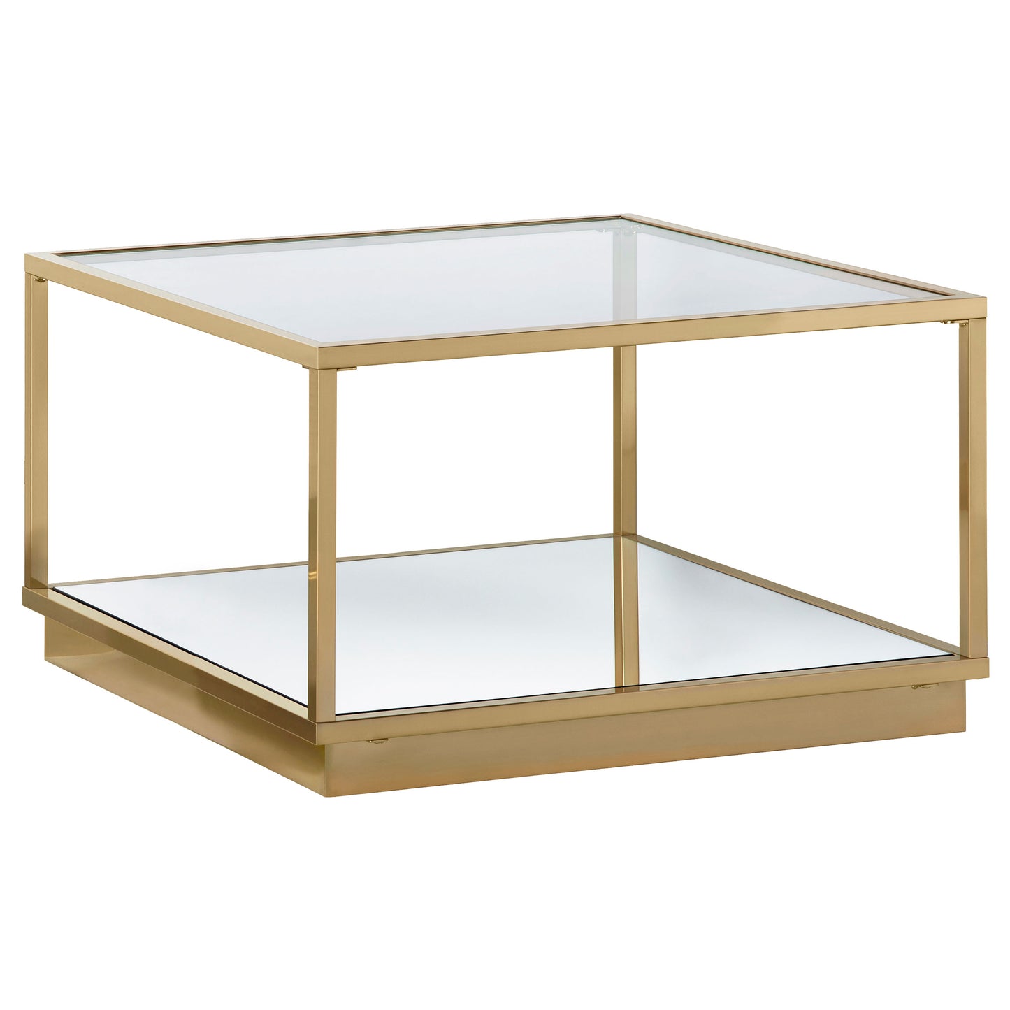 Seravine 2-Piece Square Nesting Coffee Table Set Rose Brass Finish