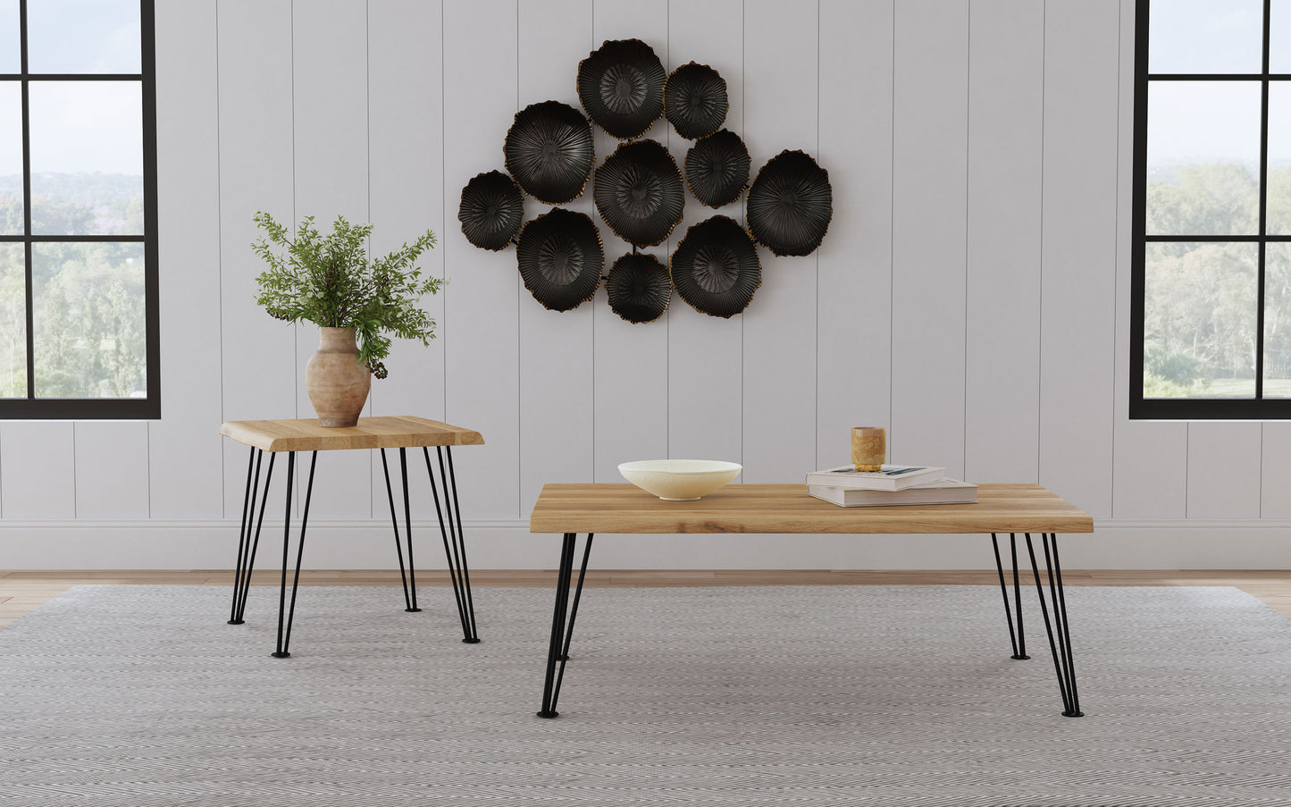 Zander Modern Square Coffee Table – Natural Brown Wood Finish