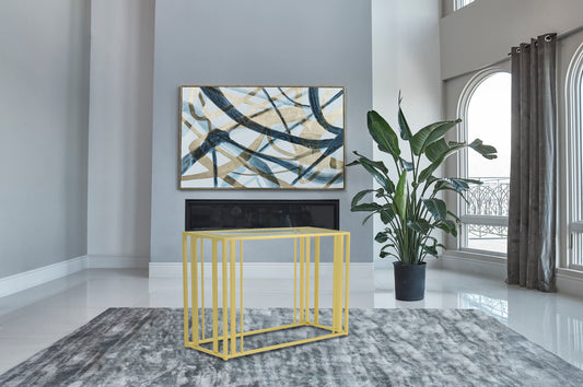 Aurelio Glass & Brass Geometric Console Table