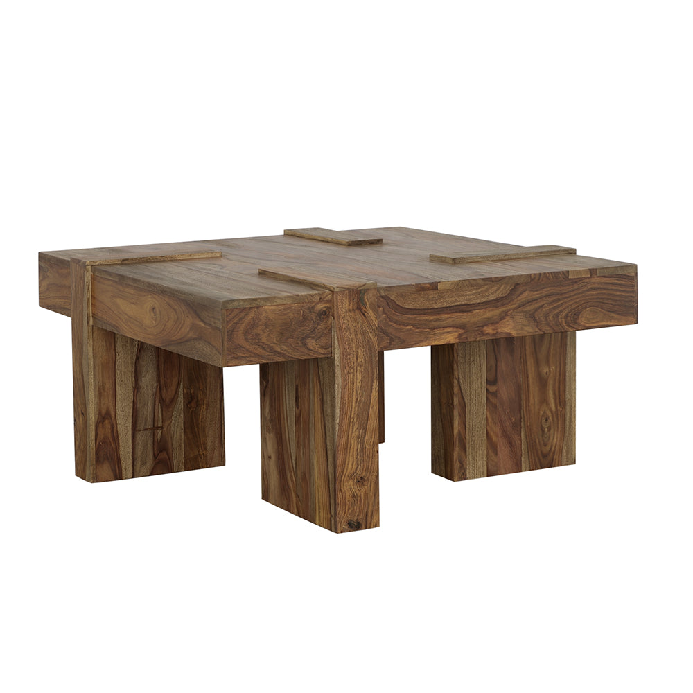 Kaelwyn Square Sheesham Solid Wood Coffee Table Natural Finish