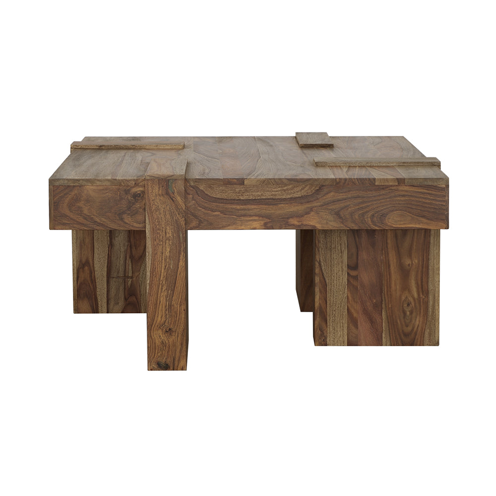 Kaelwyn Square Sheesham Solid Wood Coffee Table Natural Finish