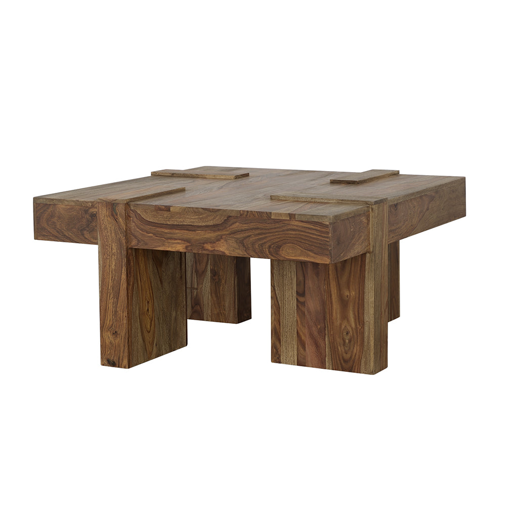 Kaelwyn Square Sheesham Solid Wood Coffee Table Natural Finish