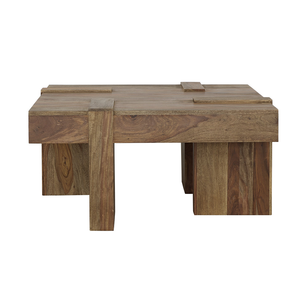 Kaelwyn Square Sheesham Solid Wood Coffee Table Natural Finish