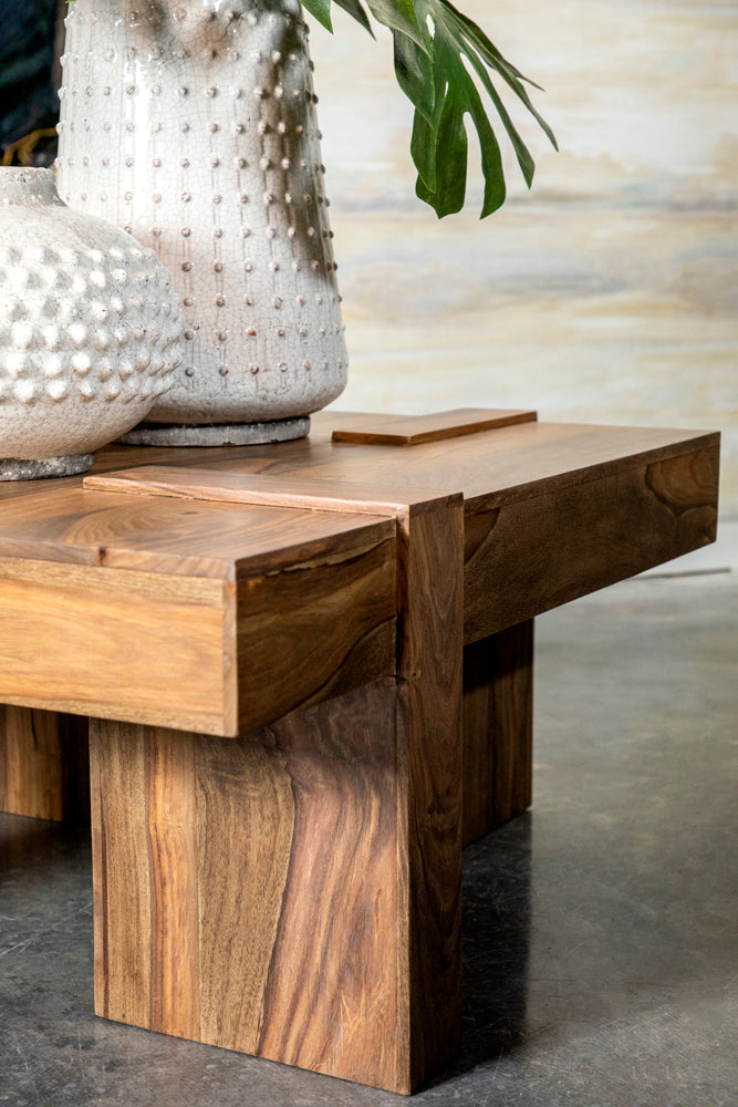 Kaelwyn Square Sheesham Solid Wood Coffee Table Natural Finish