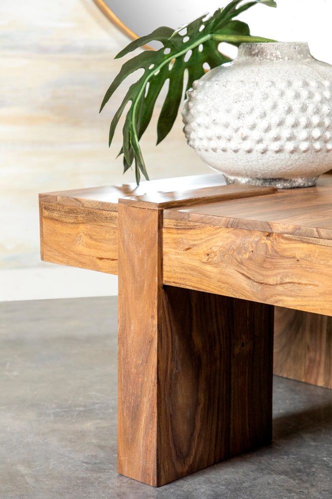 Kaelwyn Square Sheesham Solid Wood Coffee Table Natural Finish