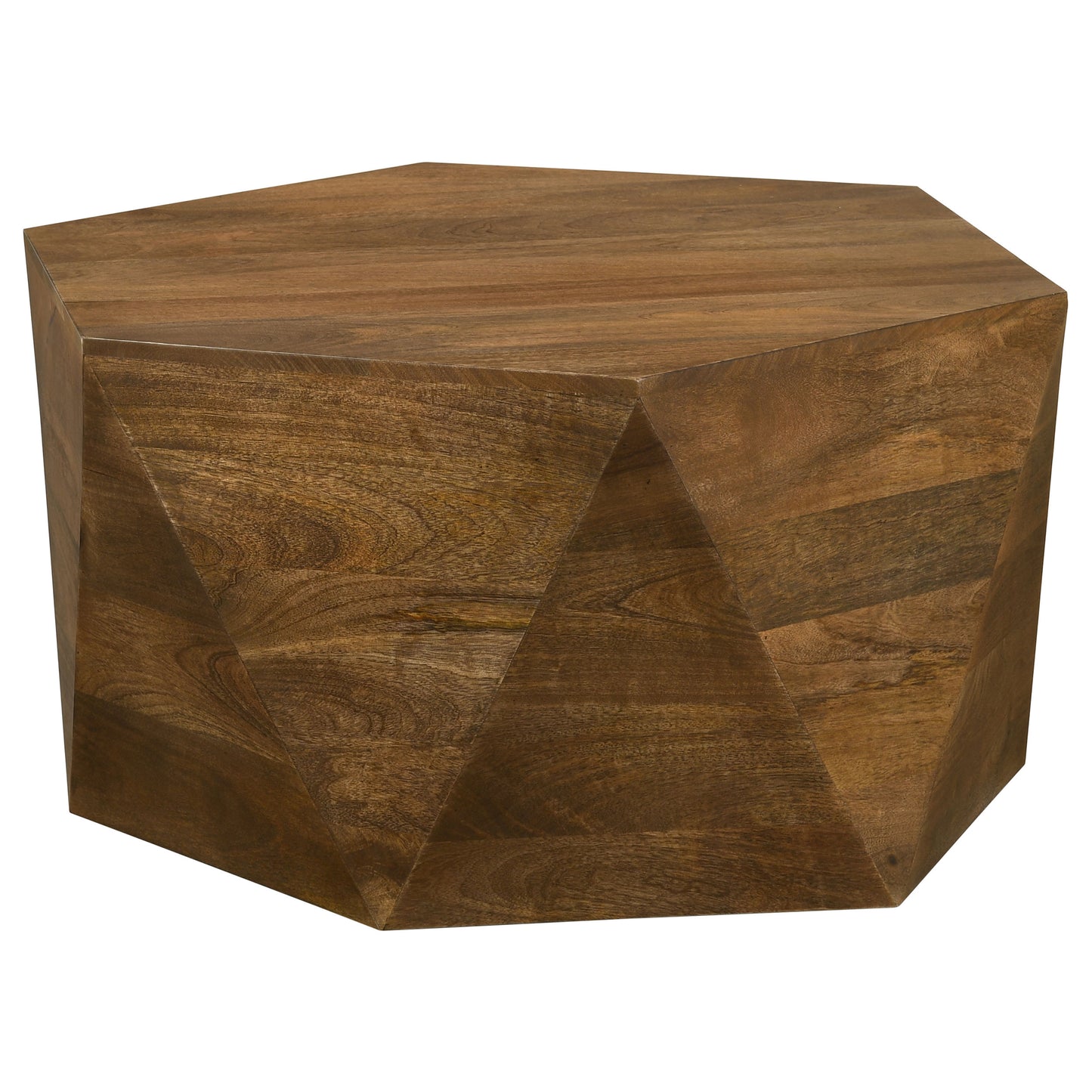 Zalika Hexagonal Solid Mango Wood Coffee Table – Natural Finish