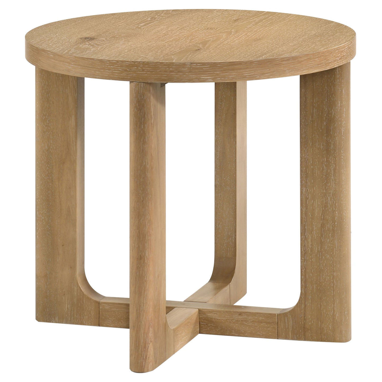 Orvane Round Sculptural Wood End Table Light Oak