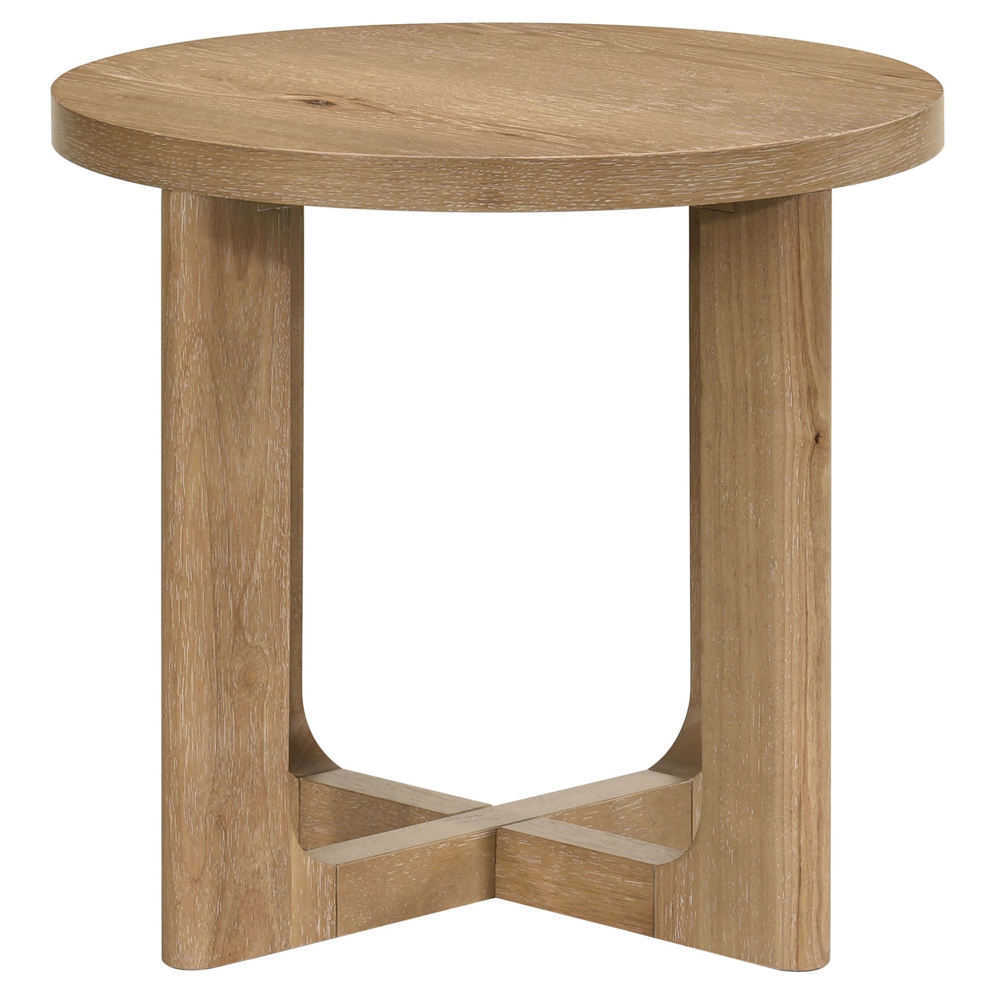 Orvane Round Sculptural Wood End Table Light Oak