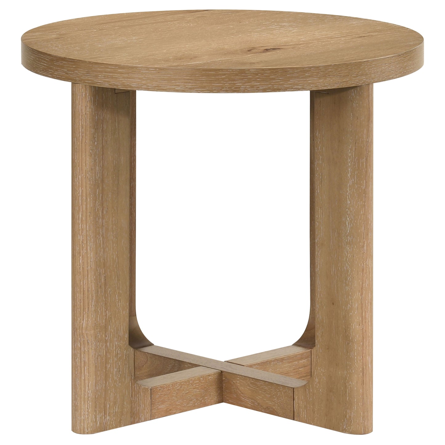 Orvane Round Sculptural Wood End Table Light Oak
