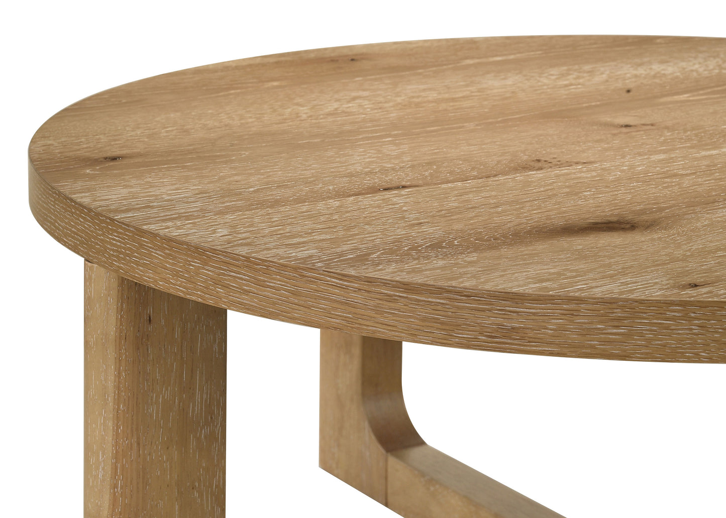 Orvane Round Sculptural Wood End Table Light Oak