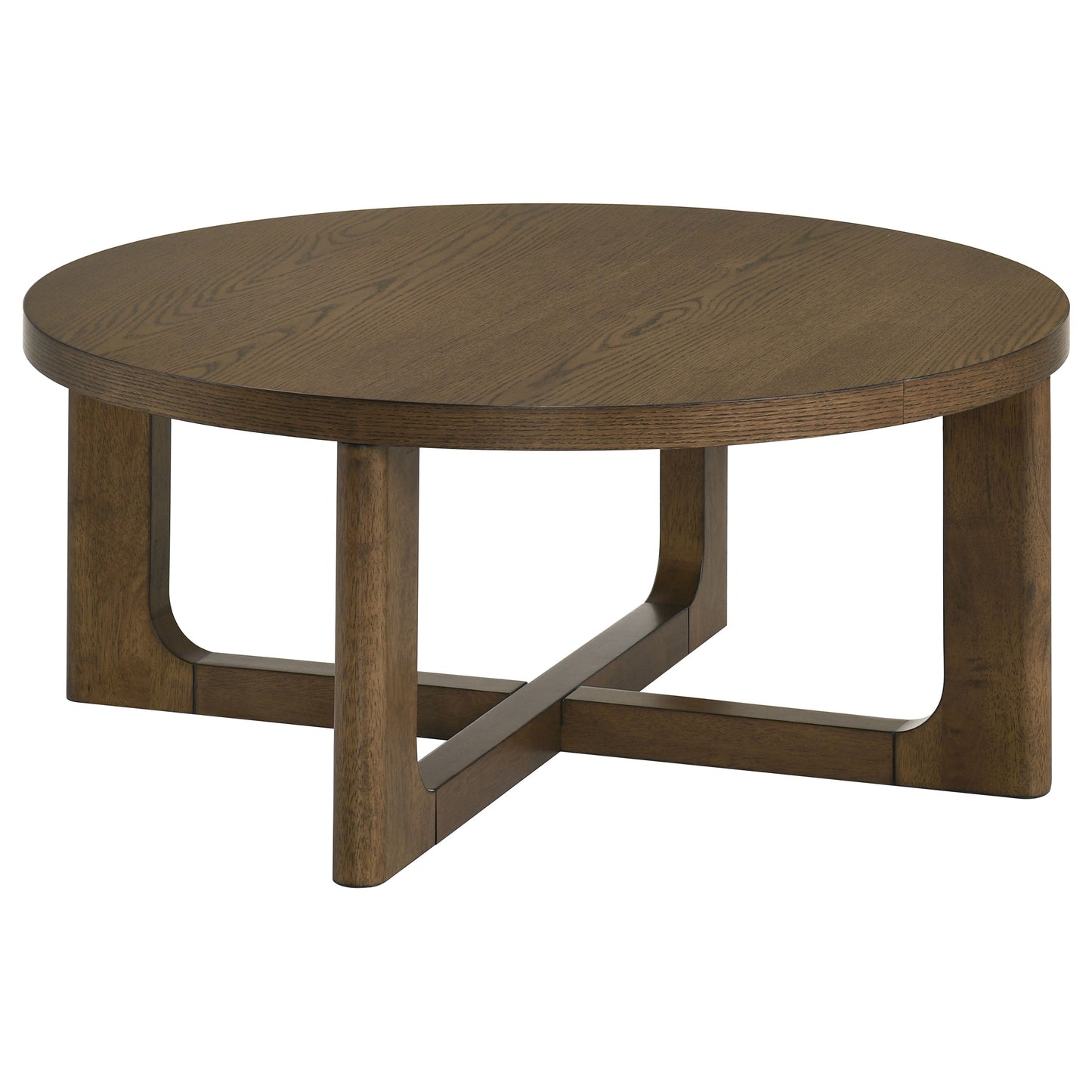 Orvane Round Sculptural Wood Coffee Table Brown