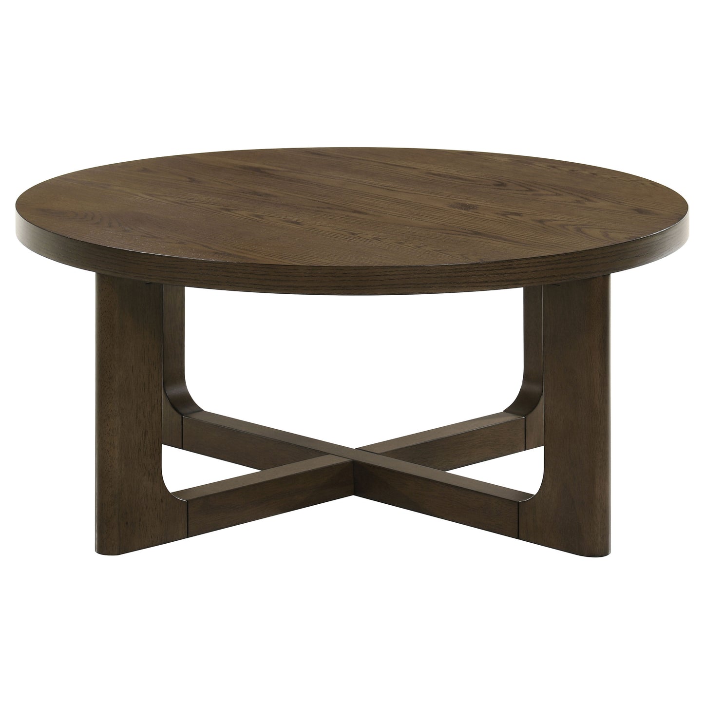 Orvane Round Sculptural Wood Coffee Table Brown