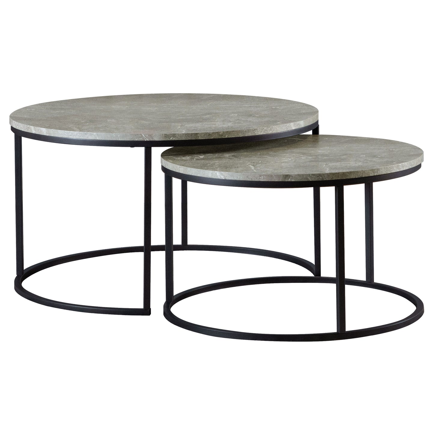 Lainey Round Faux Marble 2-Piece Nesting Coffee Table – Grey