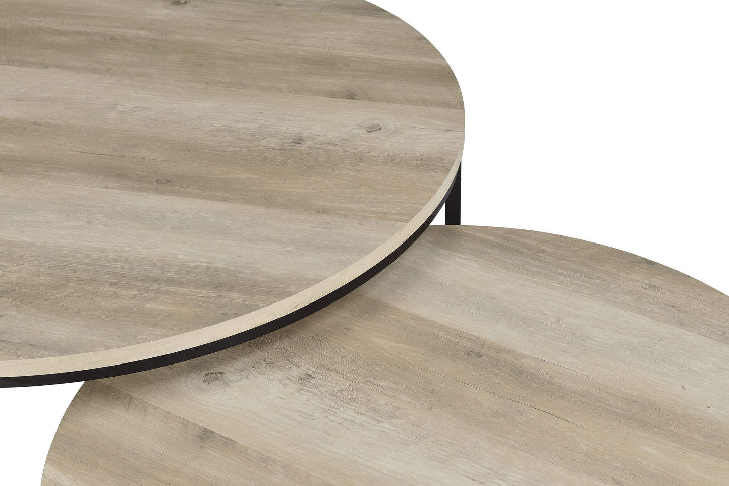 Lainey Rustic Round Nesting Coffee Table Set – Distressed Pine