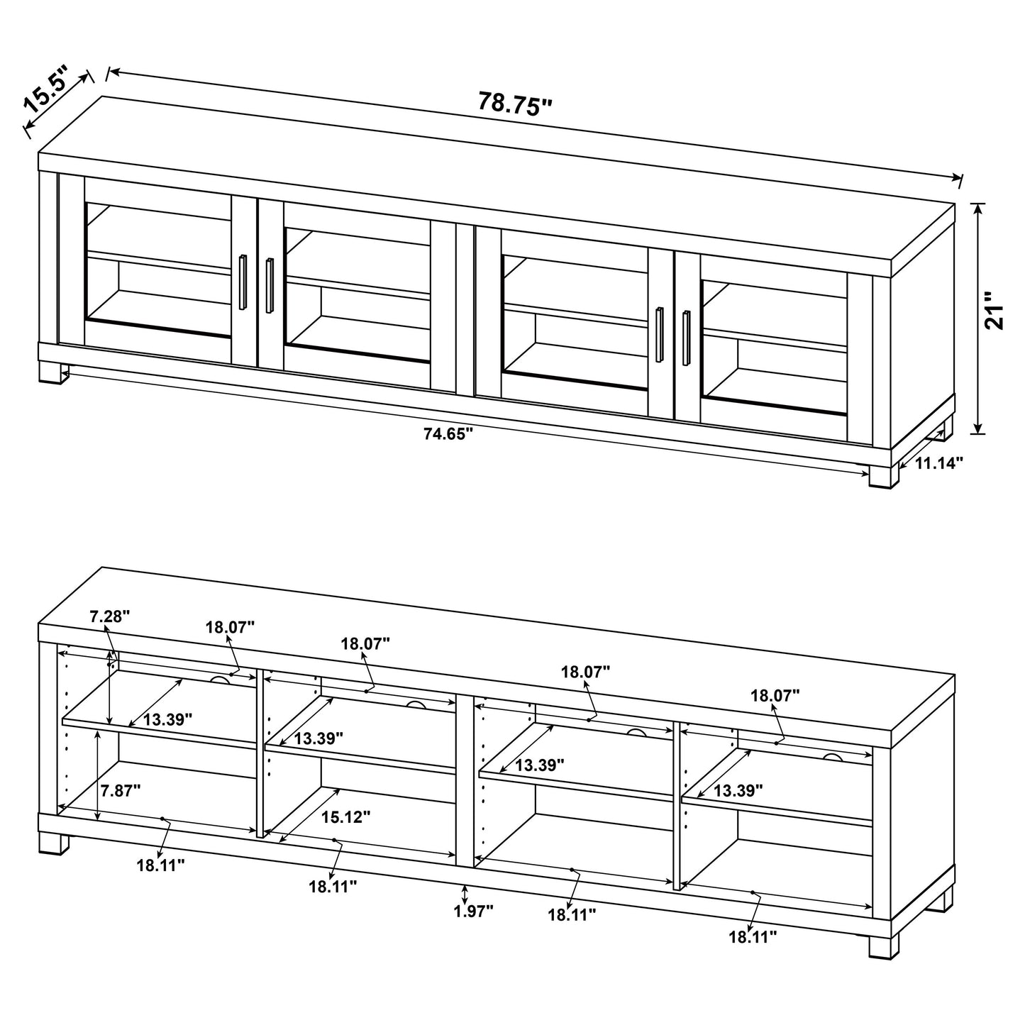 Veyron 79" Modern Industrial TV Stand
