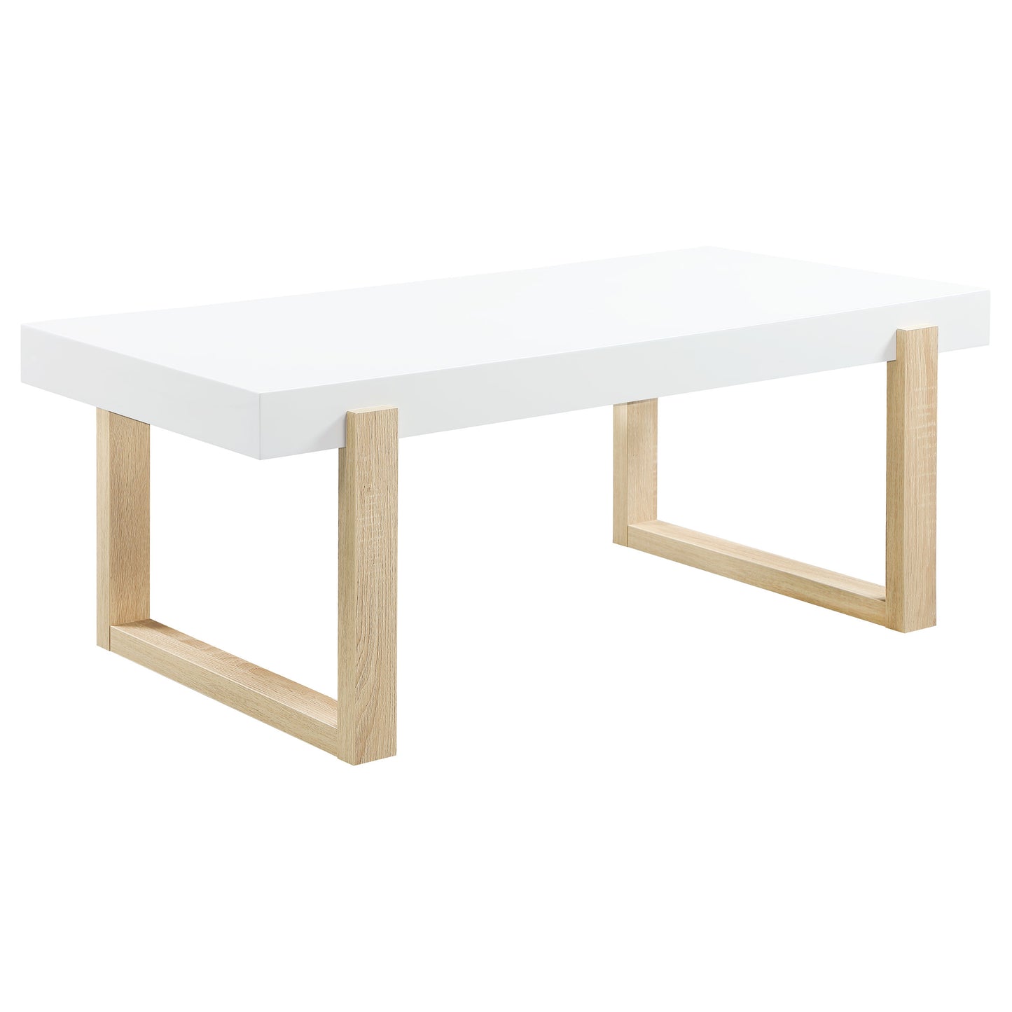Pala White Gloss & Natural Rectangular Coffee Table