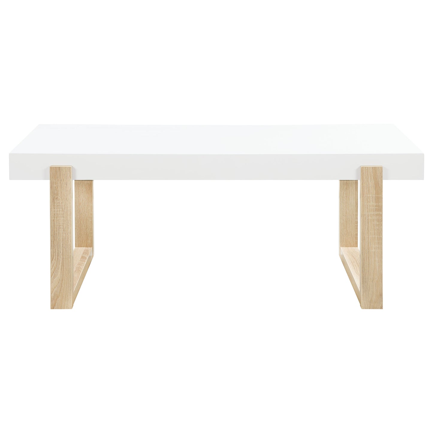 Pala White Gloss & Natural Rectangular Coffee Table
