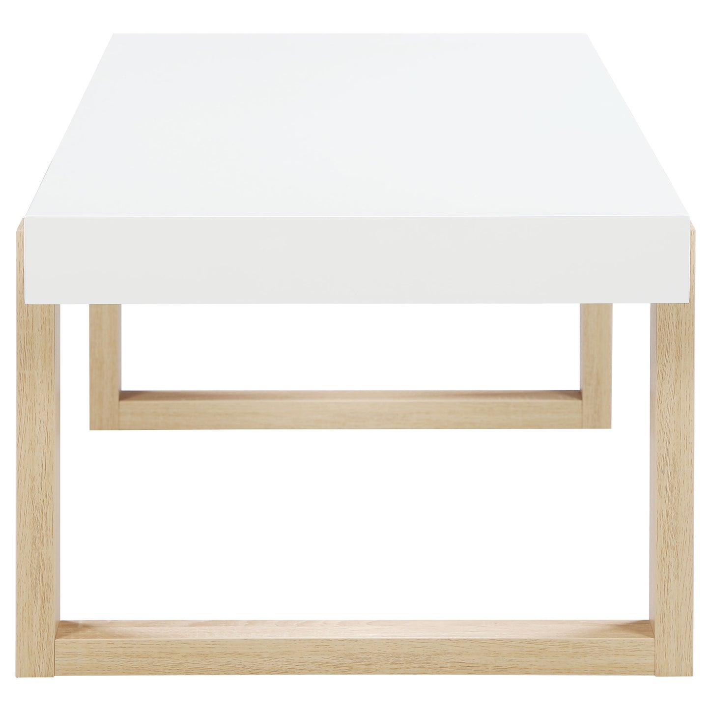 Pala White Gloss & Natural Rectangular Coffee Table