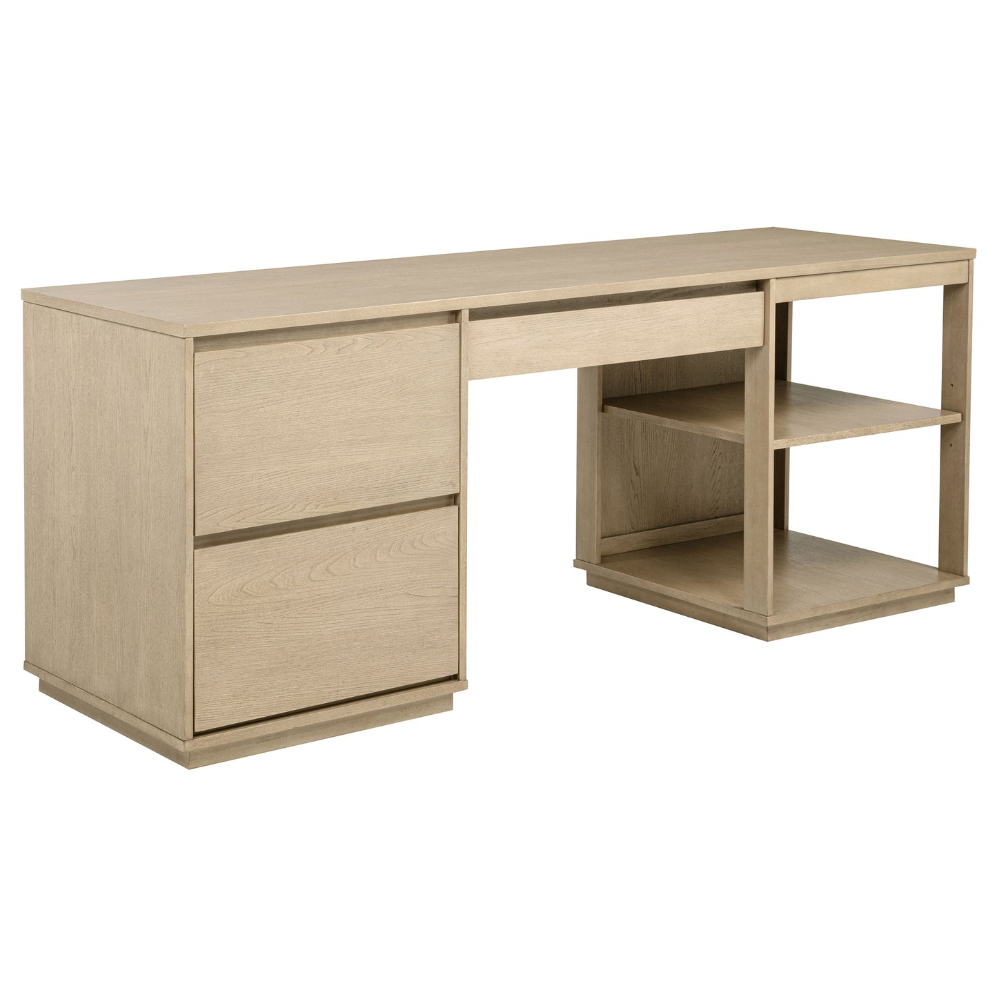 Calvryn 75-inch 3-Drawer Computer Desk with Adjustable Shelf Light Elm