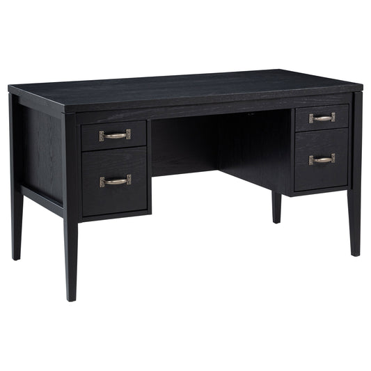 Lorien 54-inch 4-Drawer Double Pedestal Lift Top Computer Desk Black