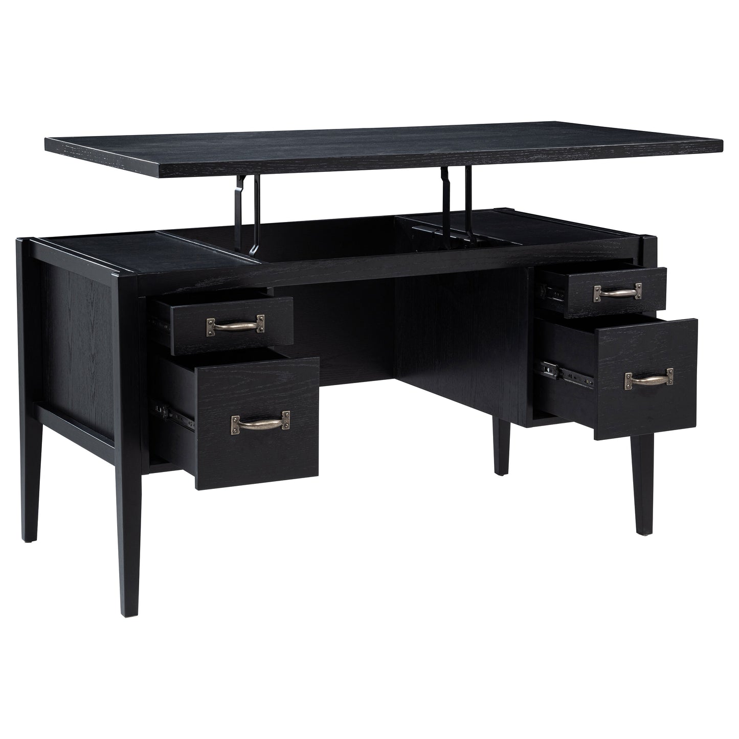 Lorien 54-inch 4-Drawer Double Pedestal Lift Top Computer Desk Black