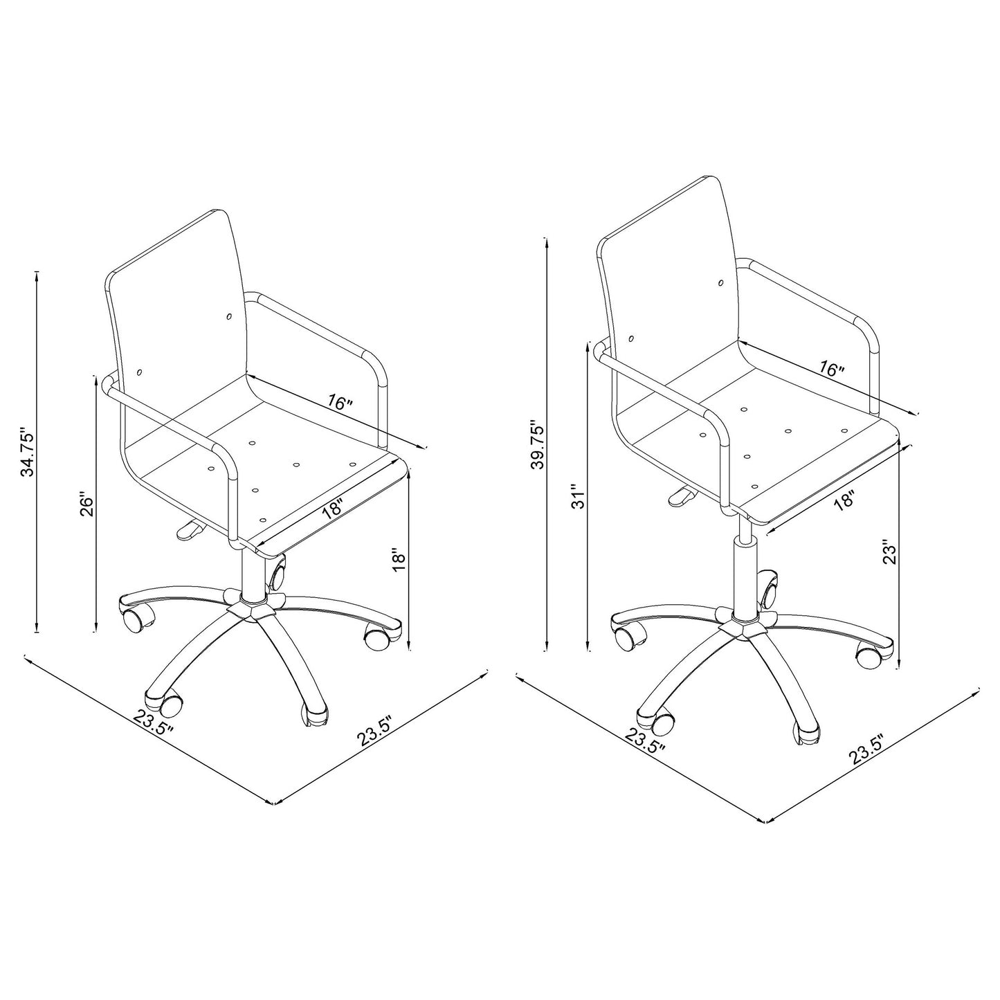 Soren Acrylic Adjustable Office Chair Clear