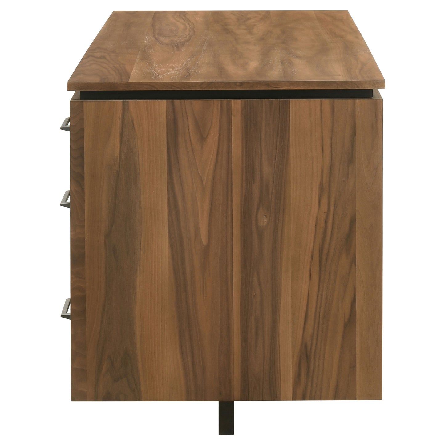 Marivon 6-Drawer Double Pedestal File Computer Desk Walnut & Black