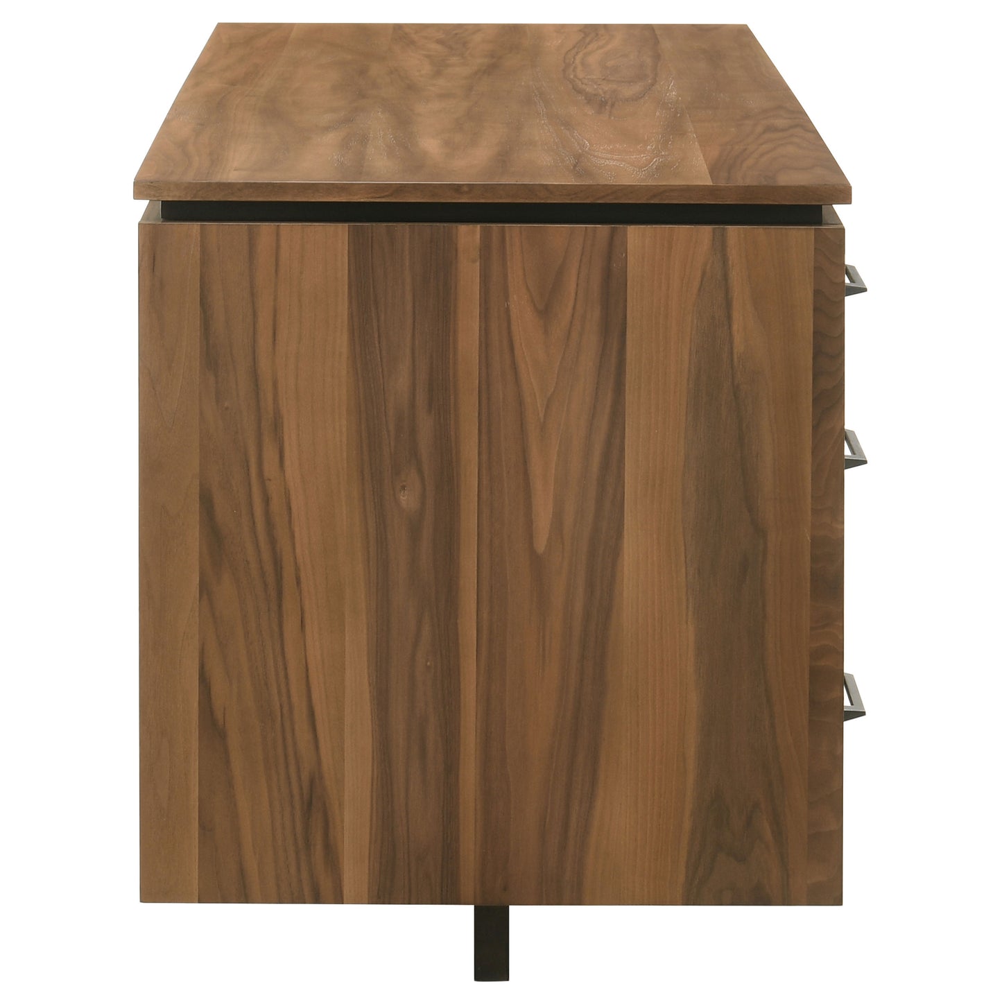 Marivon 6-Drawer Double Pedestal File Computer Desk Walnut & Black