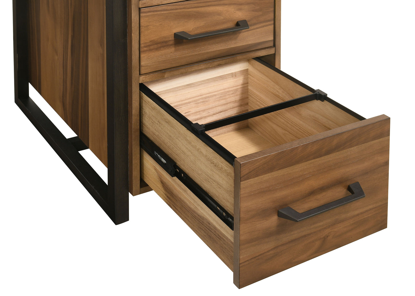 Marivon 6-Drawer Double Pedestal File Computer Desk Walnut & Black