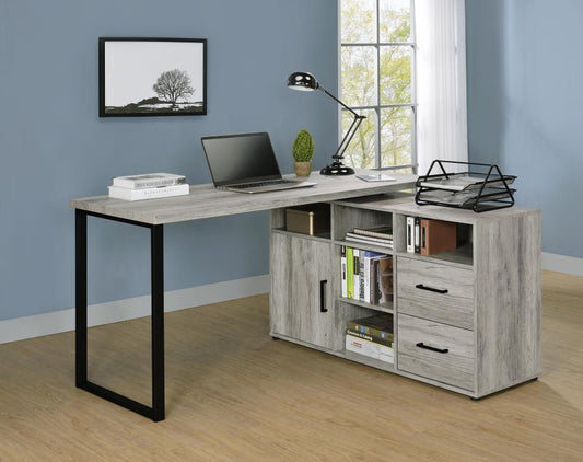 Hertford 59-Inch L-Shaped Computer Desk in Grey Driftwood