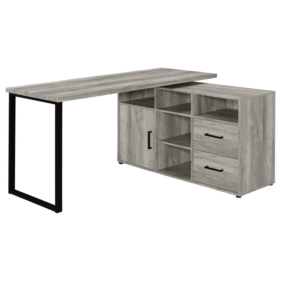 Hertford 59-Inch L-Shaped Computer Desk in Grey Driftwood