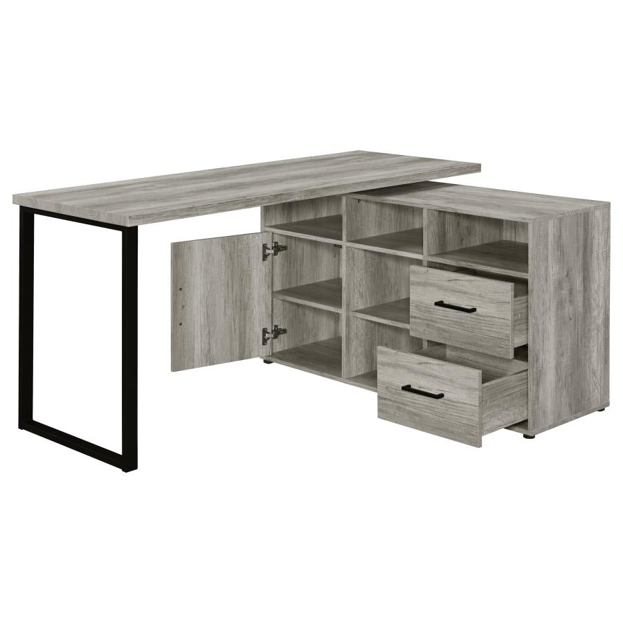 Hertford 59-Inch L-Shaped Computer Desk in Grey Driftwood
