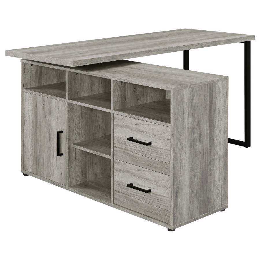 Hertford 59-Inch L-Shaped Computer Desk in Grey Driftwood