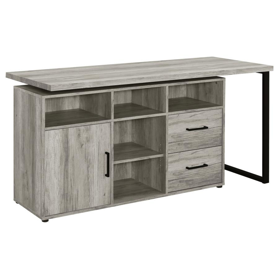 Hertford 59-Inch L-Shaped Computer Desk in Grey Driftwood