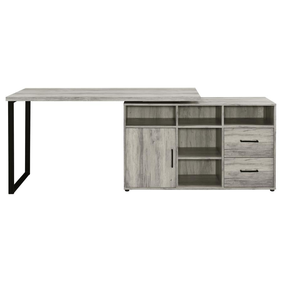 Hertford 59-Inch L-Shaped Computer Desk in Grey Driftwood