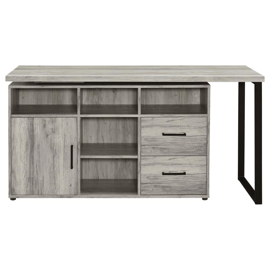 Hertford 59-Inch L-Shaped Computer Desk in Grey Driftwood