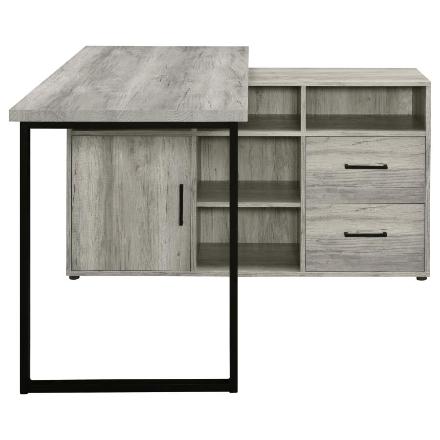 Hertford 59-Inch L-Shaped Computer Desk in Grey Driftwood