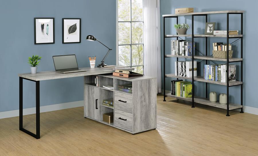 Hertford 59-Inch L-Shaped Computer Desk in Grey Driftwood