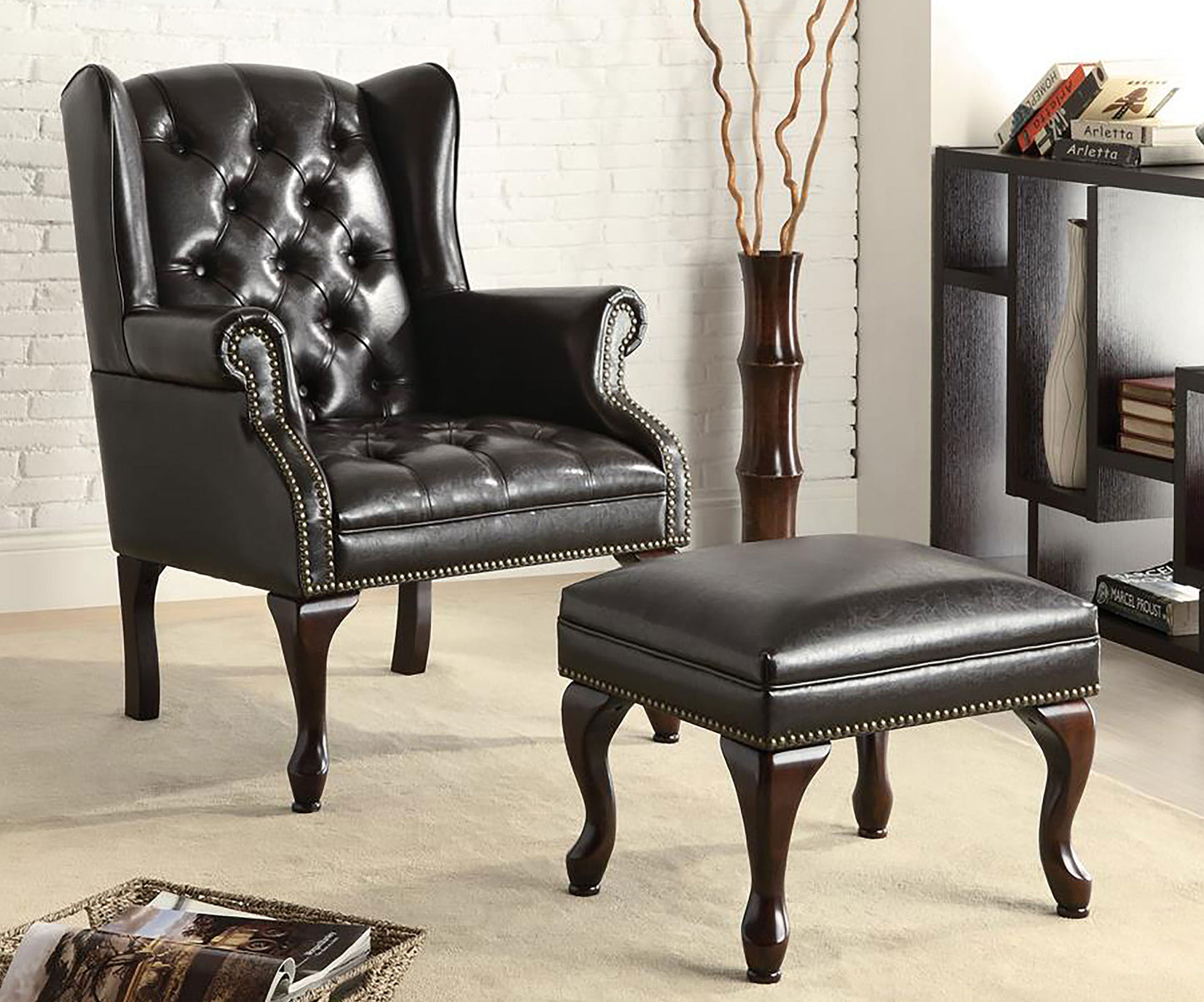Harrington Sculpted Wing Lounge Set – Jet Black