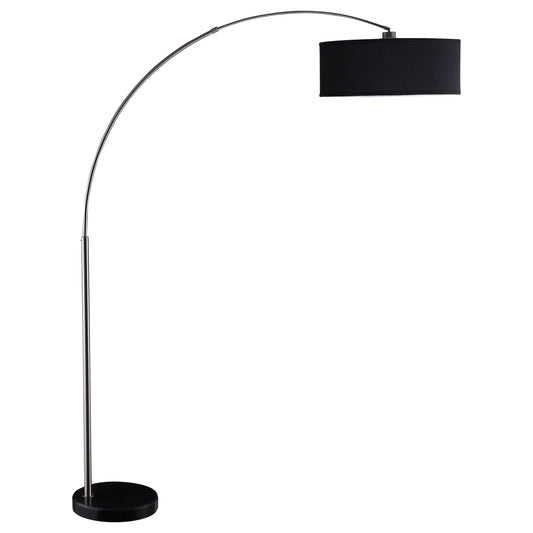 Kawke 81-Inch Arched Metal Floor Lamp with Drum Shade – Black