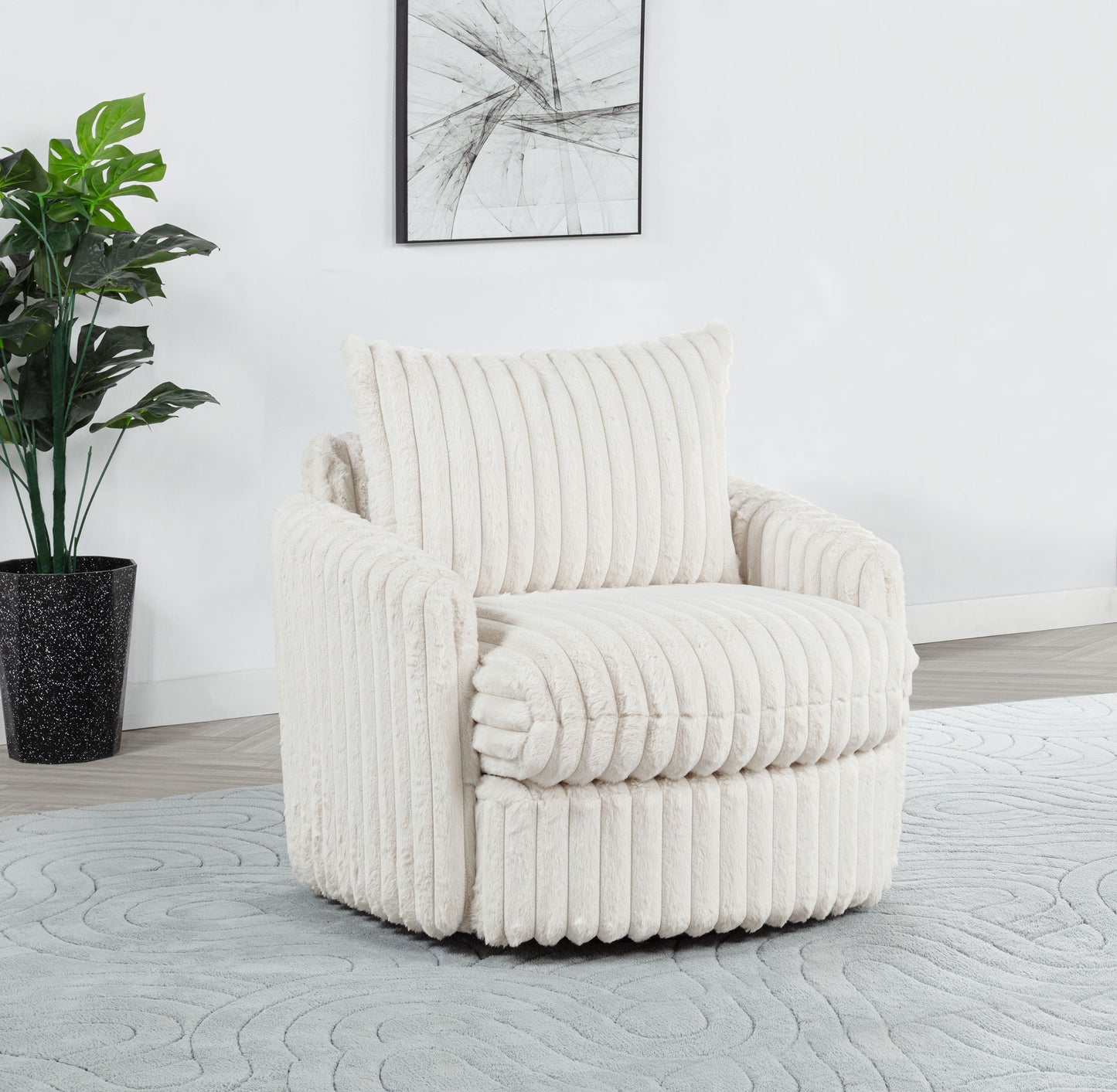 Sarco Accent Swivel Arm Chair – Ivory