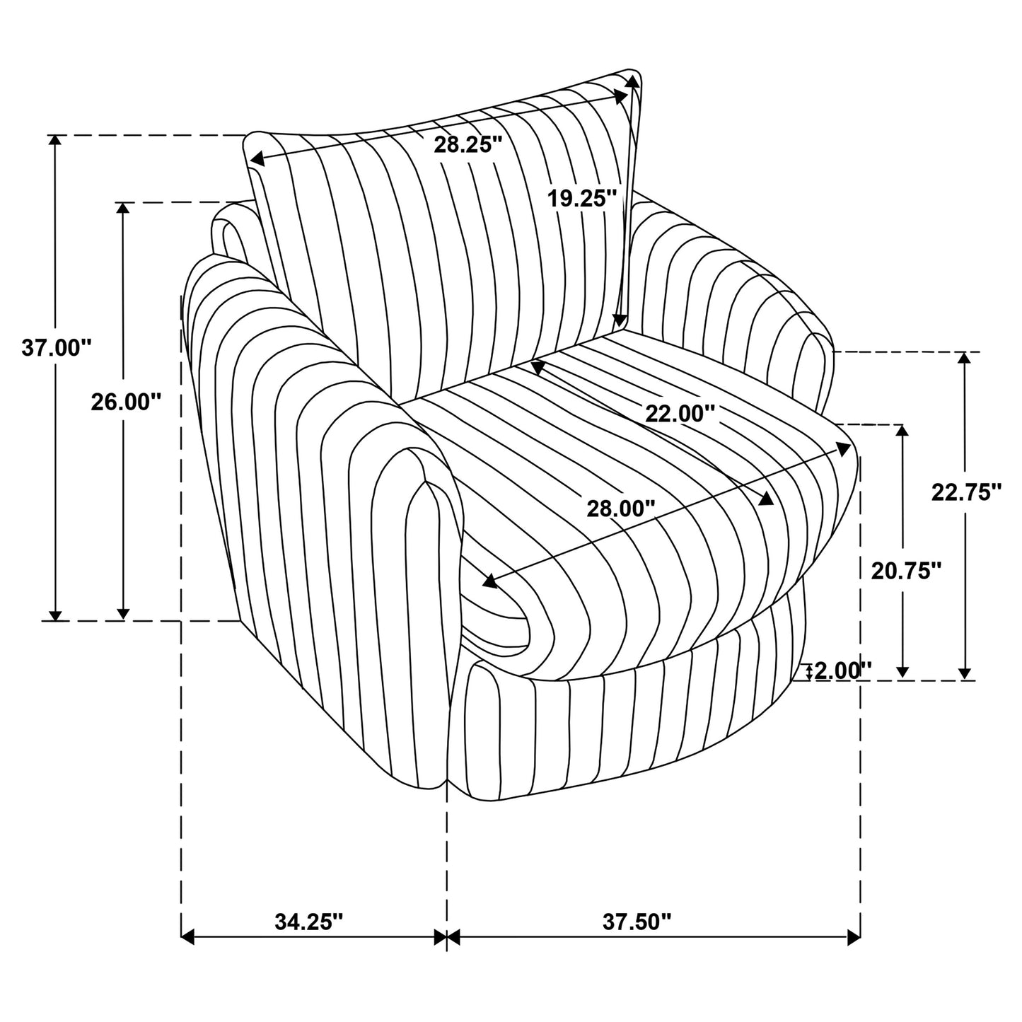 Sarco Accent Swivel Arm Chair – Ivory